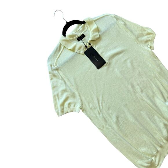 Zara Vintage Lighweight Pale Yellow Knit Polo Shirt - Picture 4 of 10